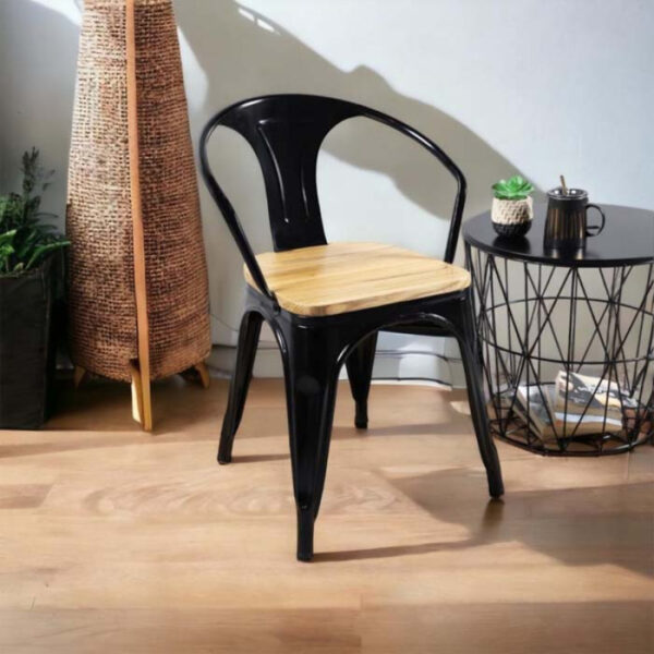 Garden chairs - wood and iron chair dark black color