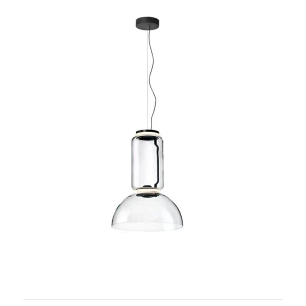 Black suspension lighting and clear glass