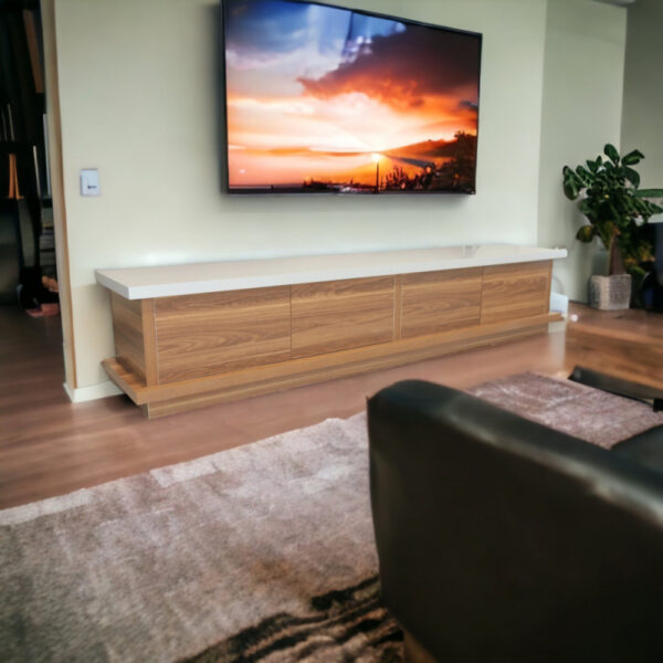 Net Home TV table, 4 storage drawers, brown color with gray surface