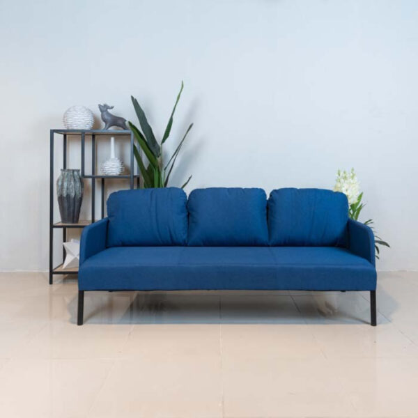 Blue three seater sofa