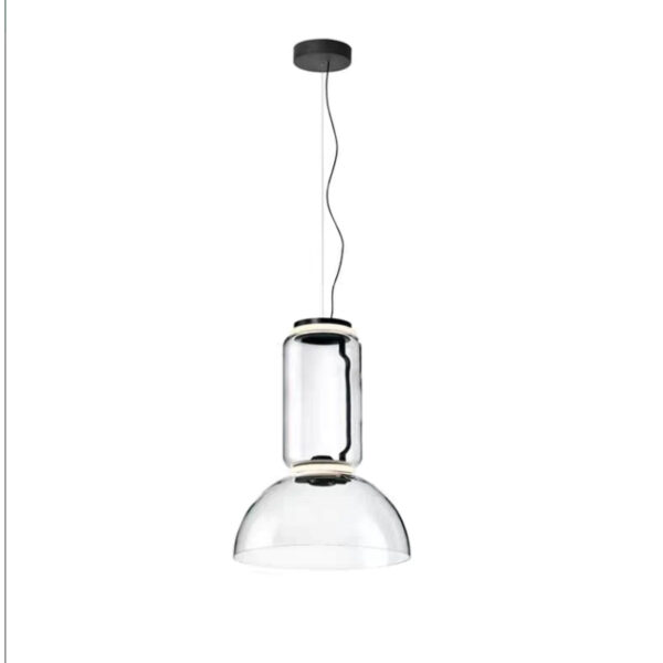 Black suspension lighting and clear glass