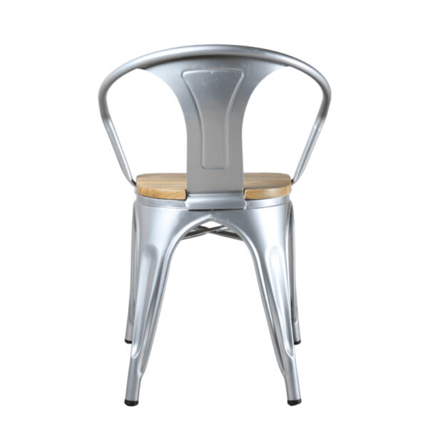 Garden Chairs - Light wood chair and gleaming silver iron