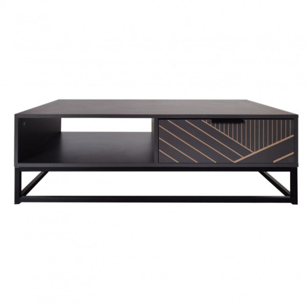 Gray coffee table with geometric lines