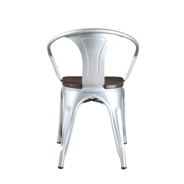 Garden Chairs - Dark wood chair and gleaming silver iron