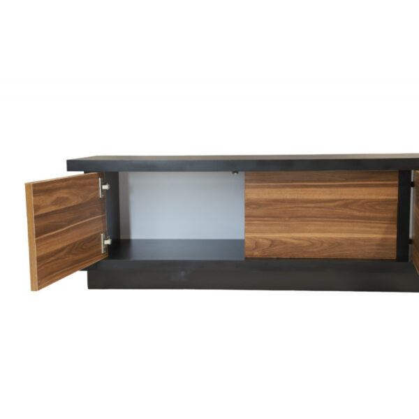 Net Home TV table, 4 storage drawers, black with brown doors