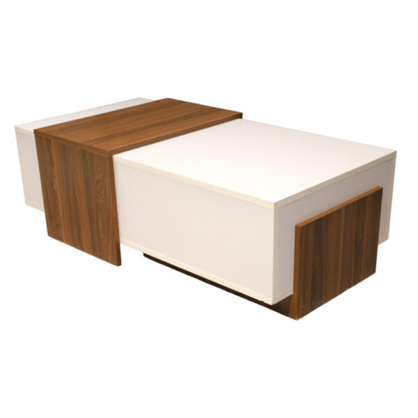 Central coffee table with front storage drawer, Net Home brand, white and brown