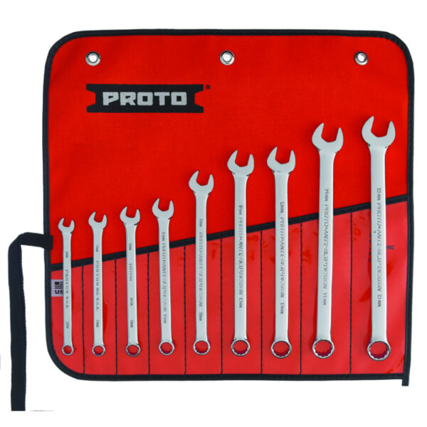 proto 9 Piece Full Polish Metric Combination Wrench Set - 12 Point