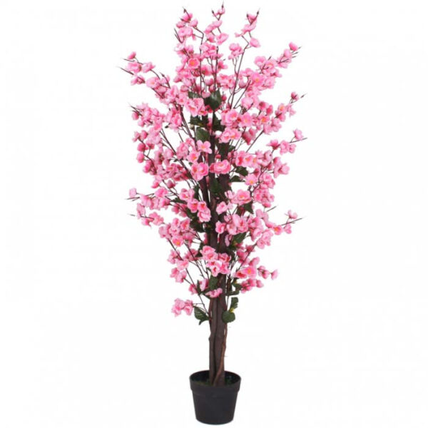 شجرة أزهار الكرز لون زهري الفوشي وأصيص أسود الطول120سم.