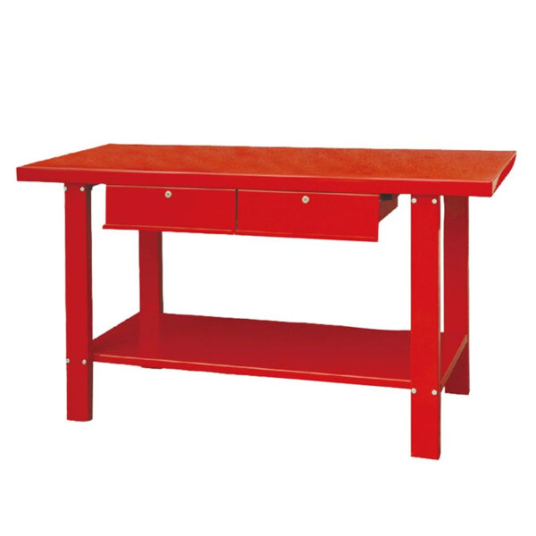 big red Steel Work Bench