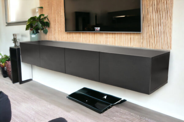 طاولة تلفاز جدارية أسود من نيت هوم مع 4 أدراج تخزين 200x40x30 سم صناعة سعودية