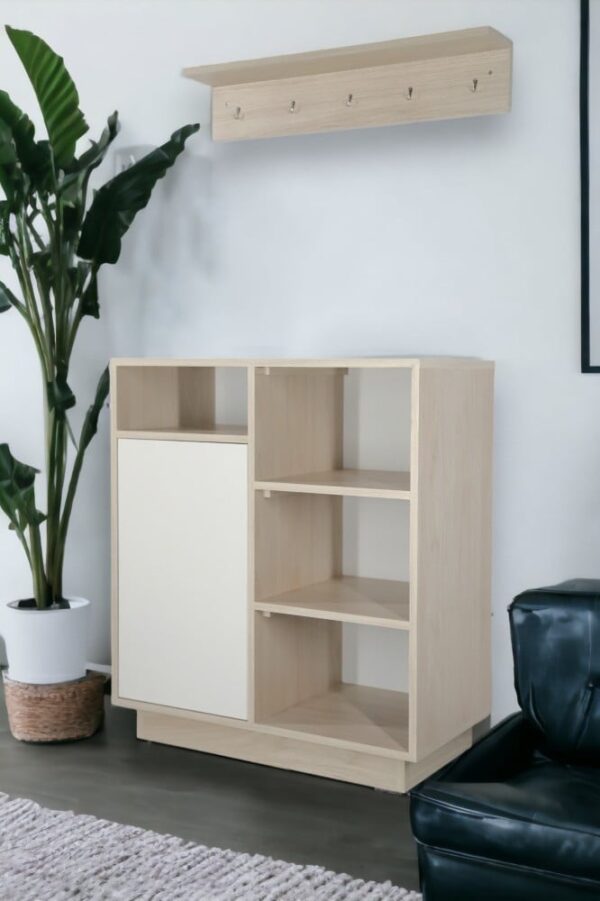 Coffee corner and wall shelf from Net Home, modern design in wooden and white colour